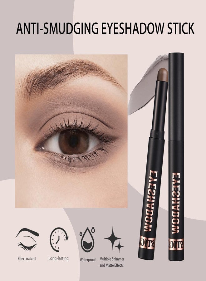 Euphily Matte Cream Eyeshadow Stick, Waterproof Eye Shadow Stick, Long-Lasting and Blendable High Pigmented Single Eyeliner Makeup for Women, 21 Gray Brown - Image 2